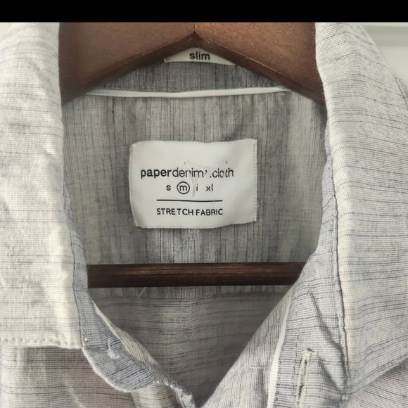 Paper Denim & Cloth Slim StretchTailored Shirt Button Front Mens Size M NEW - Picture 6 of 6